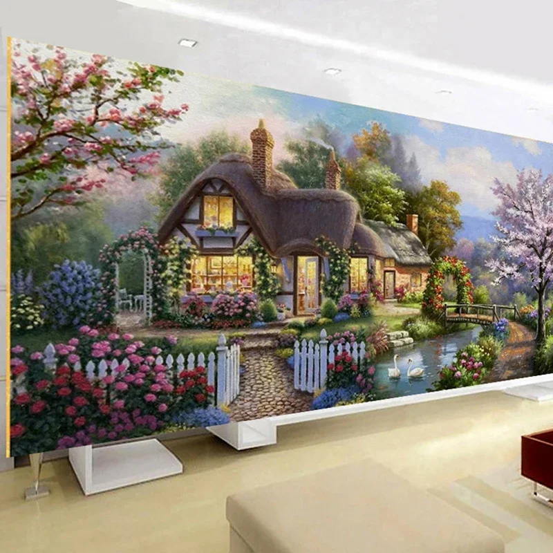 Cross Stitch Kit QIANZEHUI DIY Landscape Painting Cross stitch Garden hut Dream home Cross-stitch Sets for Embroidery