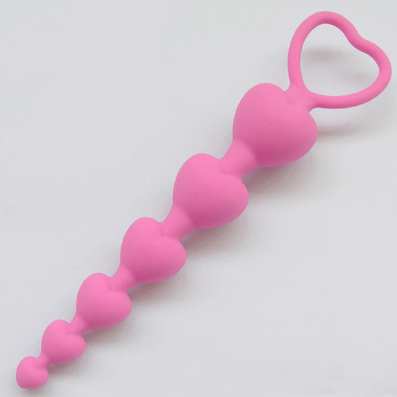 Perles en forme de cœur Plug anal souple Jouets anaux Grosses boules Silicone Stimulation du point G Plug anal Sexe adulte Couple S s_voghion.com