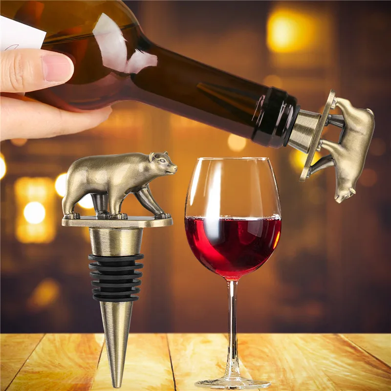 Tragbarer Weinstopfen in Bärenform aus Metall, Tierflaschenstopfen für Champagner, Küche, Club, Hochzeit, Weinzubehör, Gadget – Detail 5