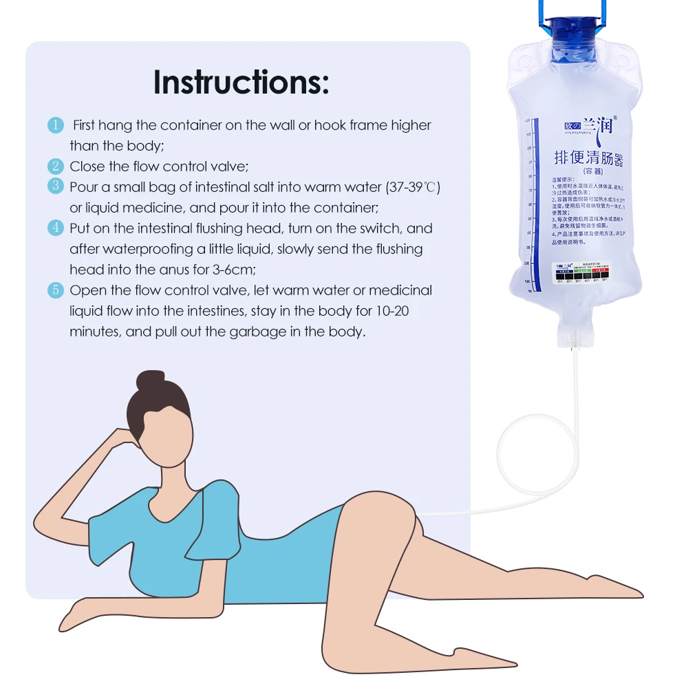 Enema irrigator Enema syringe Enema bag kit 1200ml Temperature-sensing Enema Bag Cleansing Kit Household Cleaner Flushing Bag Back Court Vaginal Irrigator Women Hygiene Car
