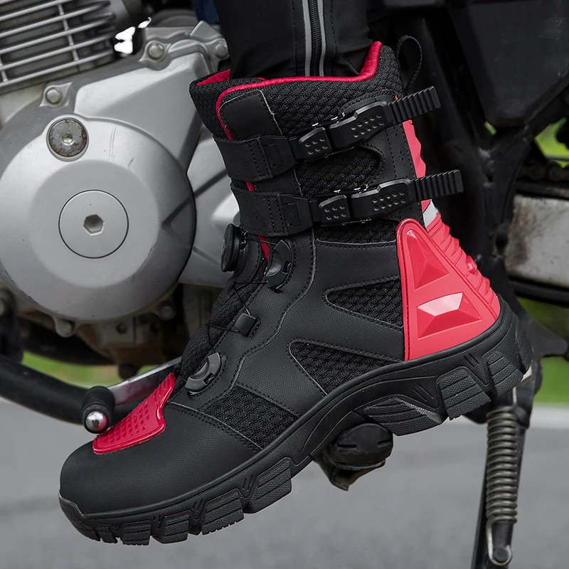 Motorcycle Boots Men's Mid-Calf Motocross Races Protective Breathable Non Slip Sports Shoes 1128