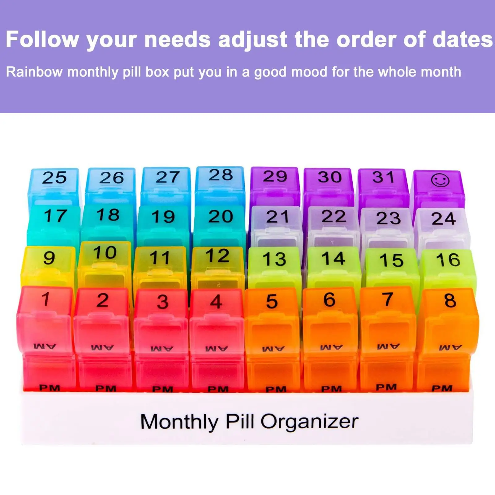 

3 Capacity Monthly Organizer 32 Compartments Dispenser Box