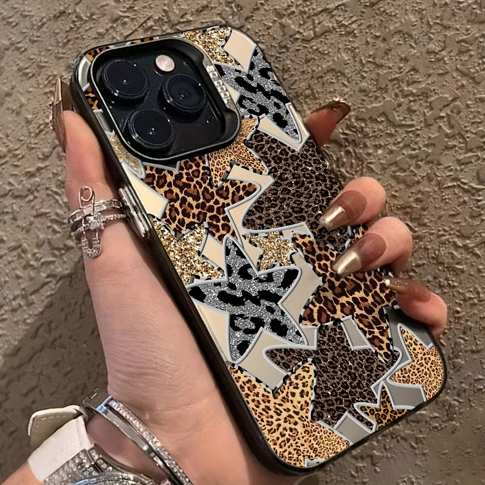 Cool Black Leopard Print Star Matte Phone Case