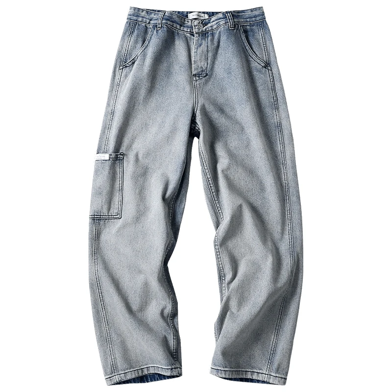 Loose Street Style Straight Cargo Pants Jeans Men Fashion Brand Wide Leg Overalls Retro Trend Leisure Youth Denim Baggy