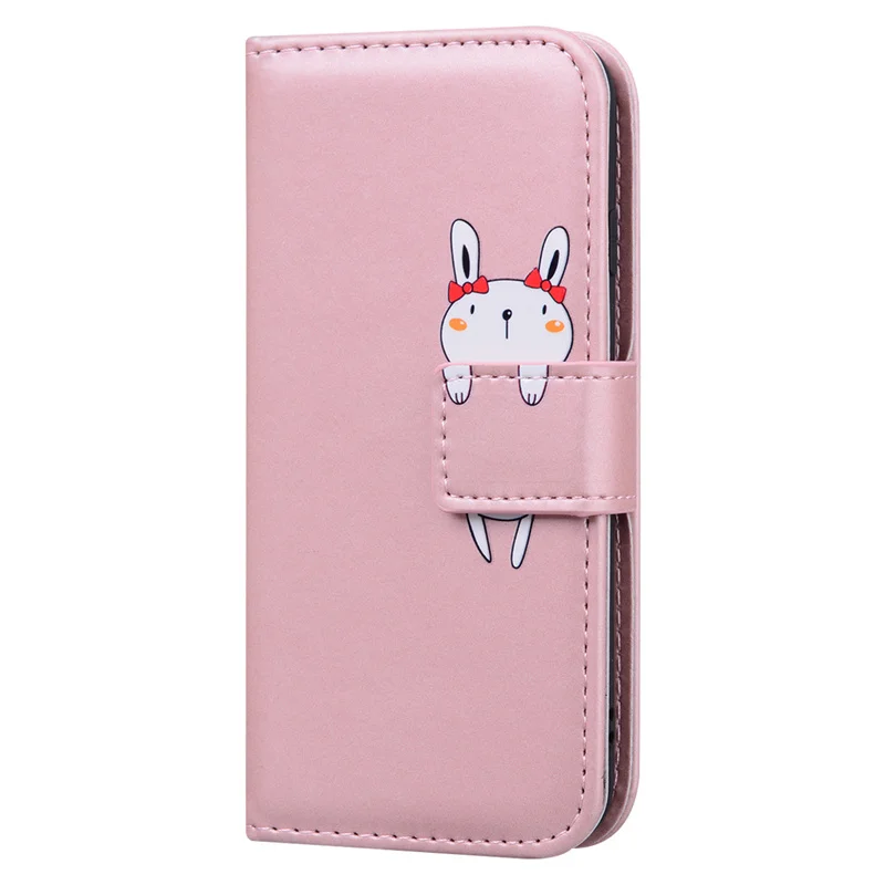 Elegant Leather Wallet Case with Animal Cat Design and Card Holder