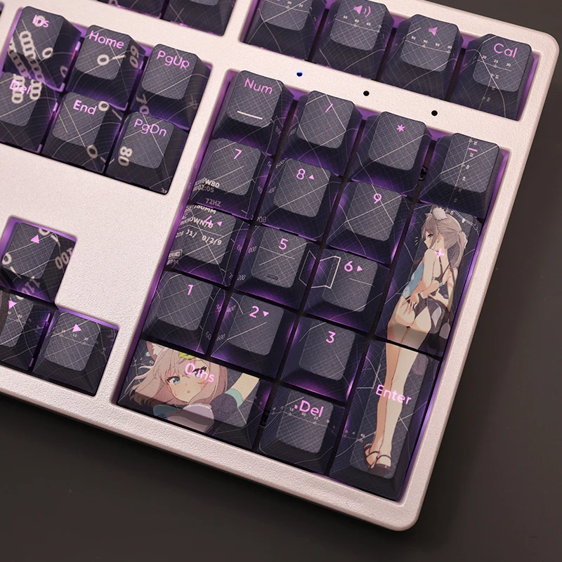 Sunaookami Shiroko-teclado Mecânico Arquivo Azul Sublimação Pbt Transmissor de Luz Cherry Key Cover Switch 108 Keycaps - Imagem 4