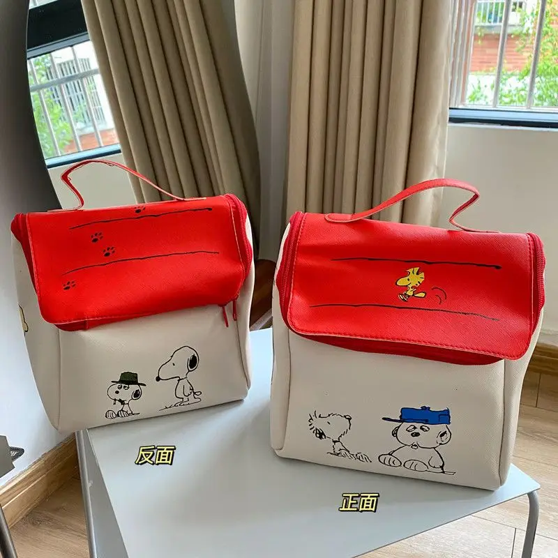 Snoopy Red House Storage Bag Portable Travel Cosmetic Stationery Organizer for Daily Use