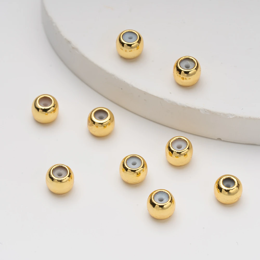 20 teile/los 18K Gold Überzogene Runde Spacer Einstellbare Perlen Possitioning Bead Für DIY Armbänder Halsketten Schmuck Machen Liefert – Detail 4