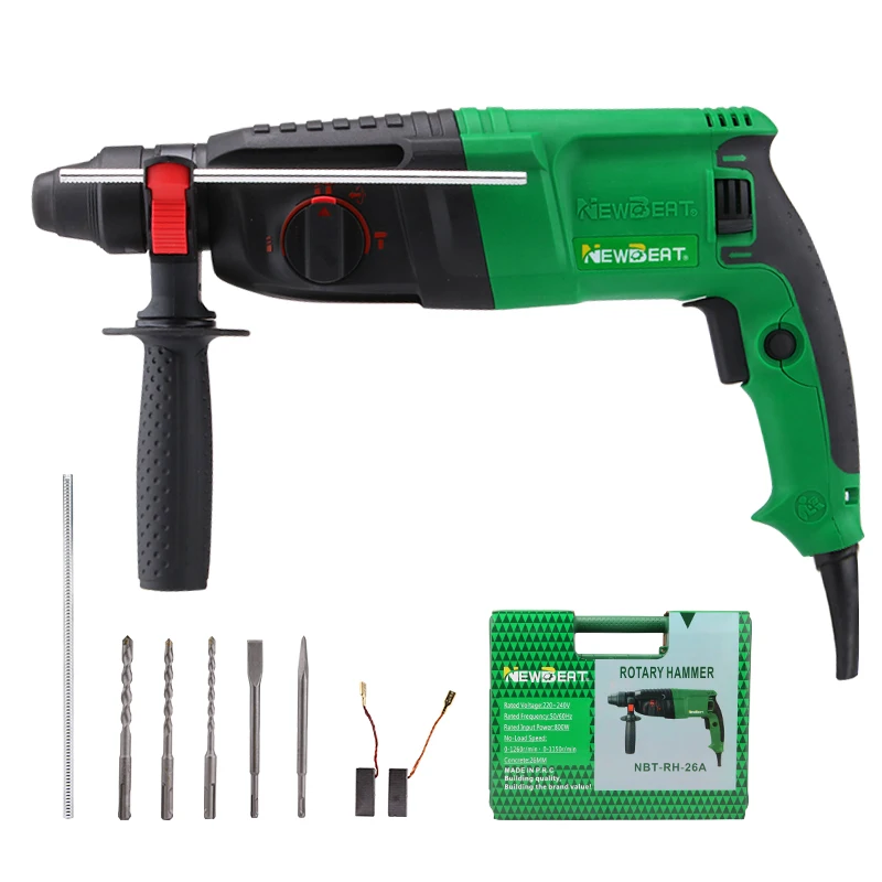 

Newbeat SDS Chuck GBH2-26 Corded Rotary Hammer Drills 800W 26mm 3 Function NBT-RH-26A Power Tools Green 220V-240V/110V