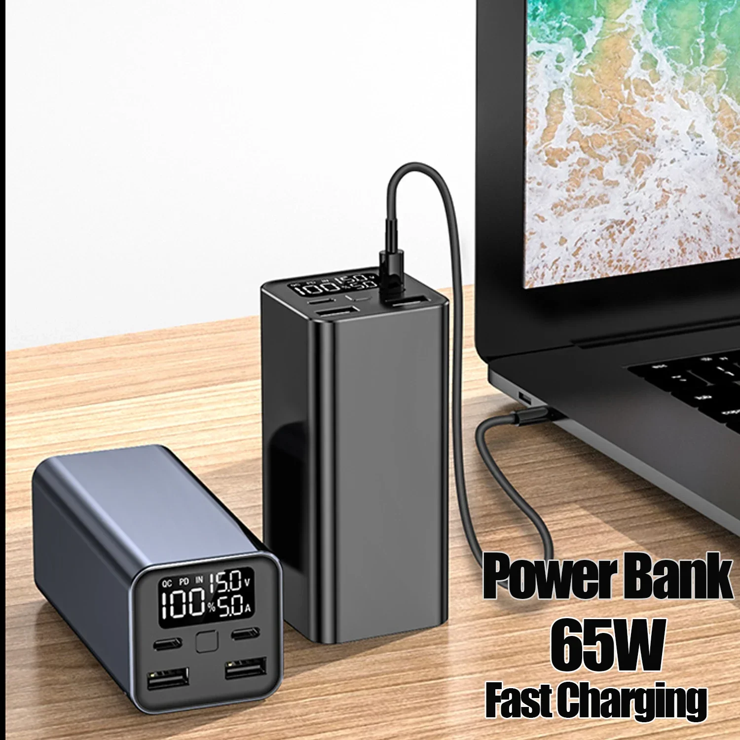 100W Powerbank 20000mAh Power Bank Fast Charging Portable Charger External Battery for IPhone Xiaomi Laptop Tablet Smartphone 2