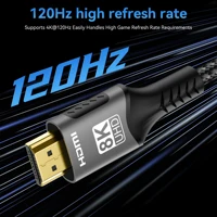 8K@60Hz 4K@120Hz HDMI 2.1 Cable 48Gbps Certified - HDR10 3D eARC VRR for PS5/PC/HDTV/Projector, Ultra High Speed Cord - Image 5