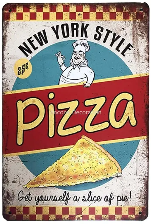 

Pizza Metal Tin Sign Retro Vintage Wall Plaque for Bar Cafe Restaurant Home Decor