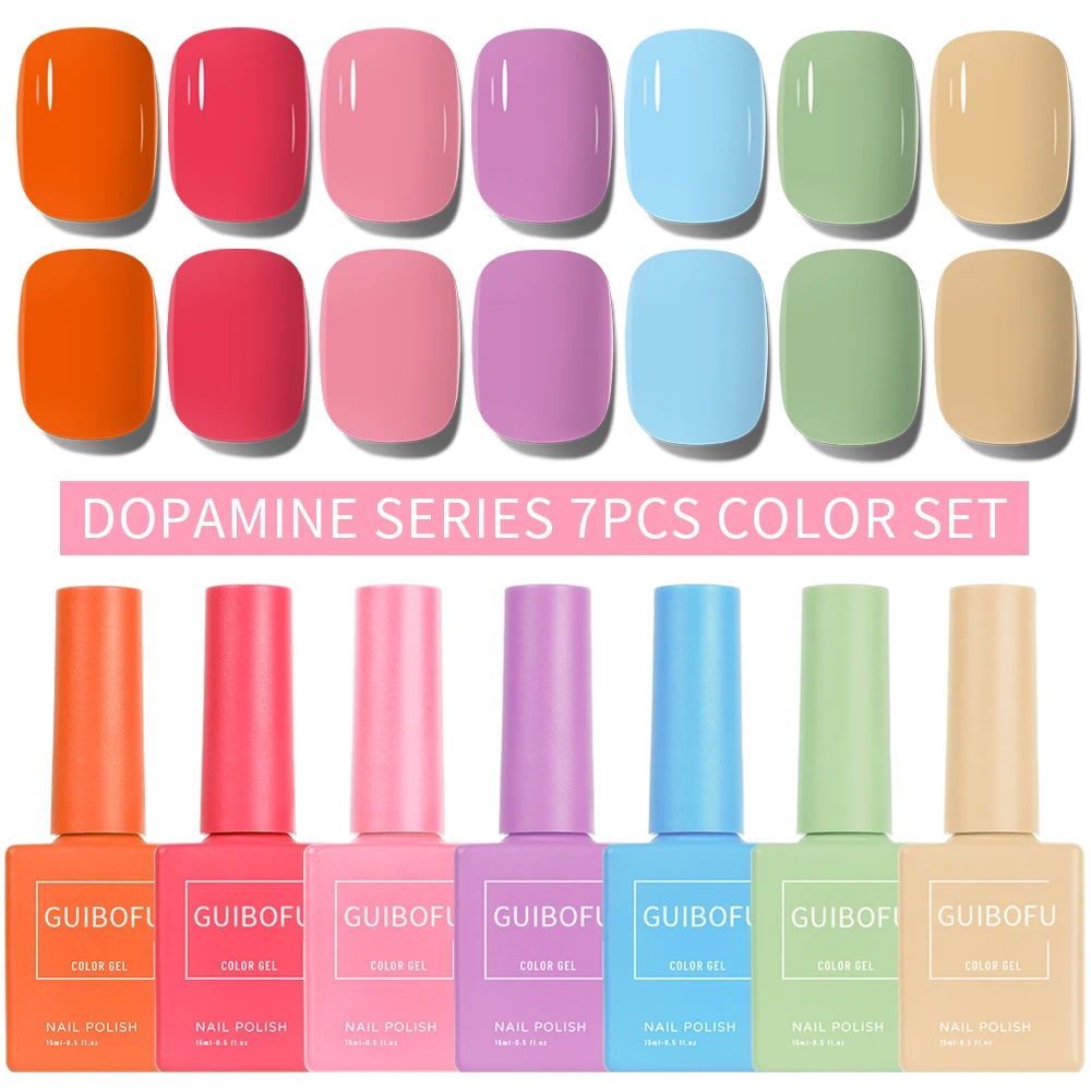 7-Piece Gel Nail Polish Collection - Fall Shine & Glitter Finish
