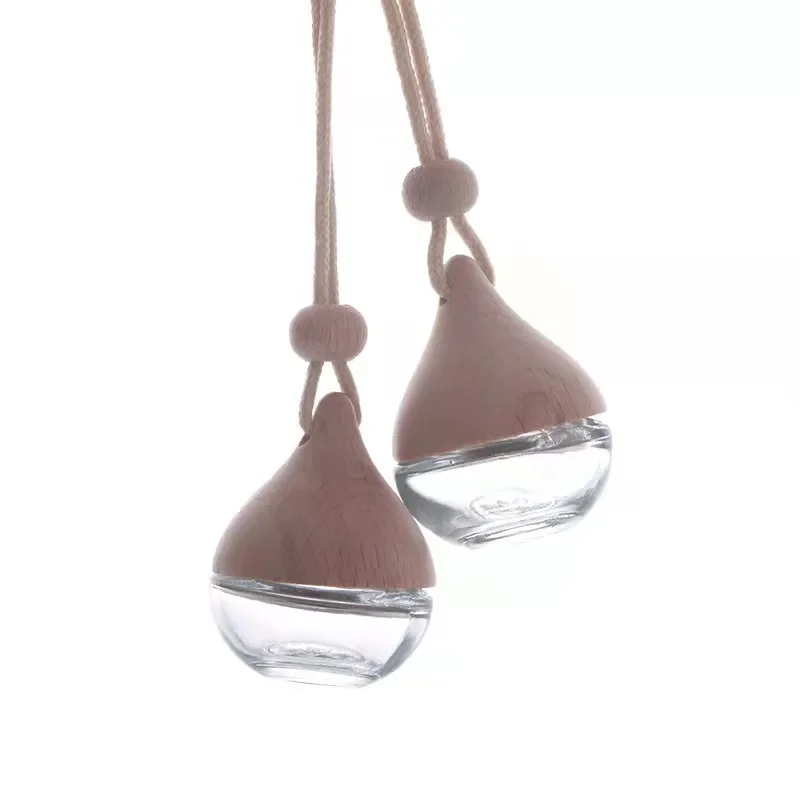 Flacon Vide Désodorisant Voiture - En Verre Transparent Forme Goutte - Avec Cordon - Capacité 7-8 Ml - Décoration Intérieur