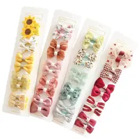 10Pcs Cute Bows Baby Hair Clips Floral Print Girls Princess Hairpins Barrettes Kids Hair Accessories 2