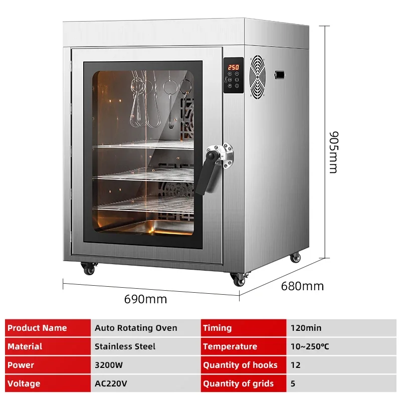 Microwave And Hot Air Convection Large Size High Efficient Digital Display Oven for Roasting Duck Chicken Lamb 2