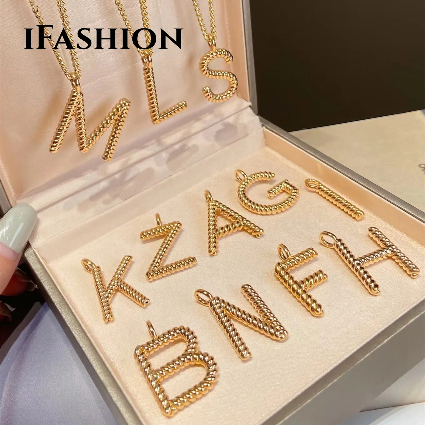 

Модное ожерелье IFASHION с подвеской в виде букв, ювелирное изделие из 18-каратного золота, Au750, подарок на свадьбу, вечеринку, Женская цепочка, Изящные Ювелирные изделия