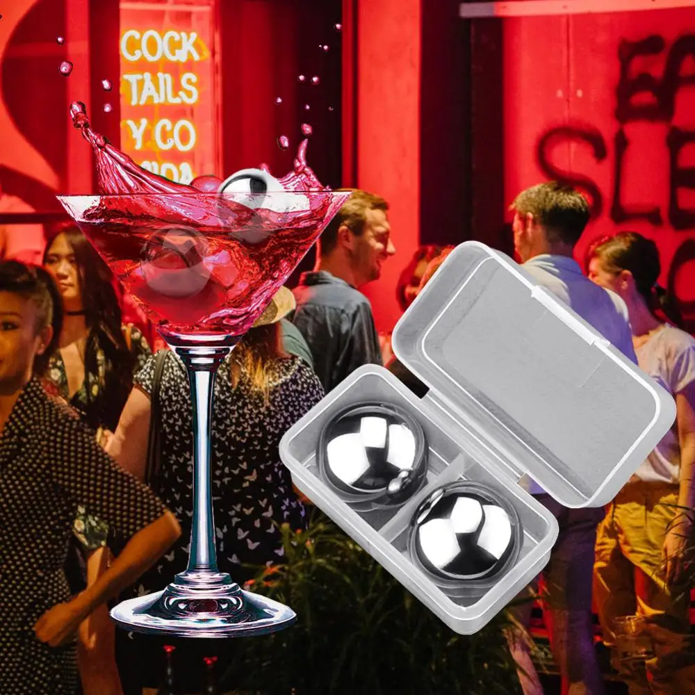 Household Durable Ice Cube Stainless Steel Ice Cubes Metal Iron Cubes Frozen Balls Beverages Whiskey Wine Stone