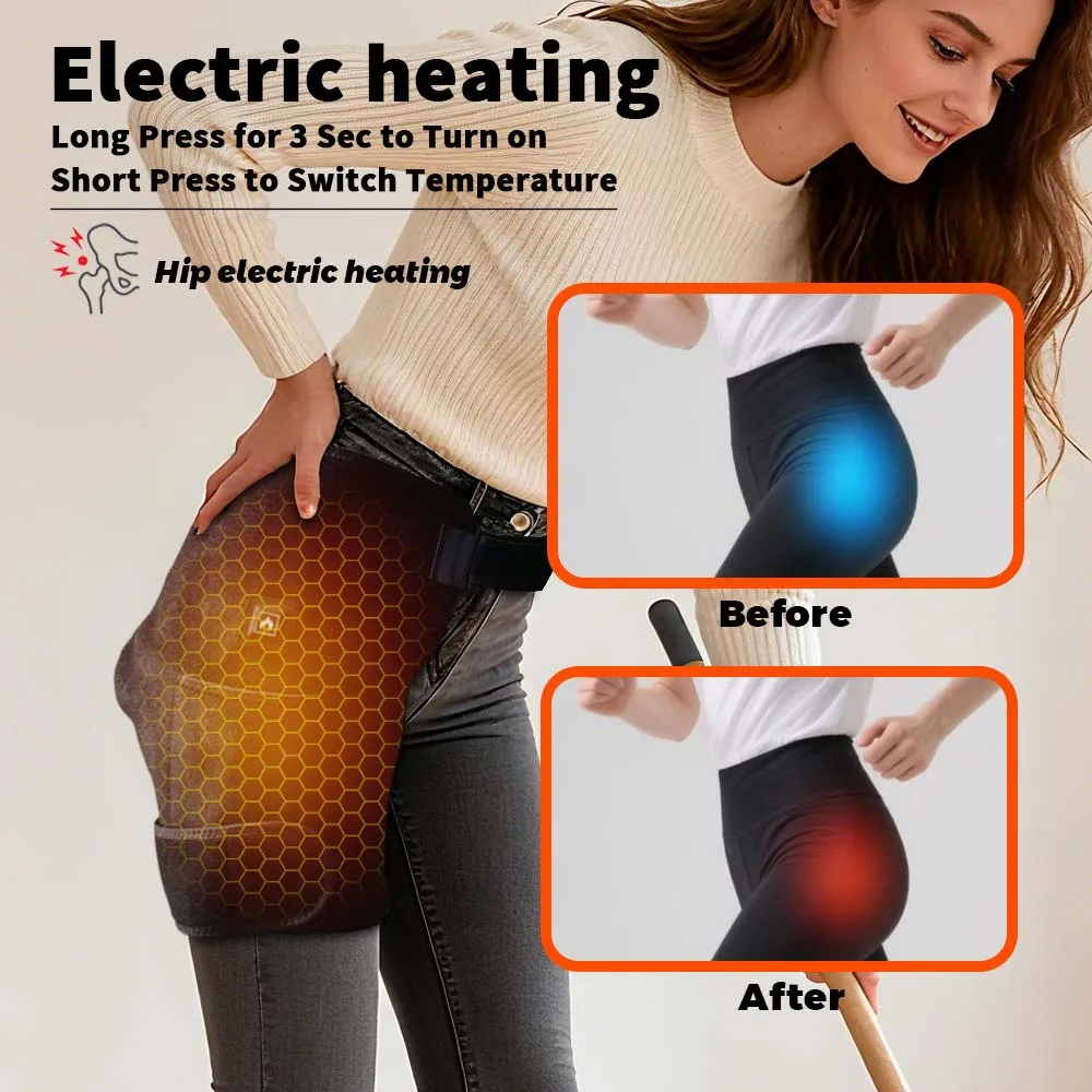 660nm LED Beads Heated Hip Support Brace for Sciatica Pain Relief Thigh Buttock Lower Back Therapy Electric Hip Heating Pad