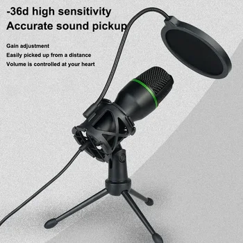 Microfono professionale con interfaccia 3.5, microfono cablato per giochi, utilizzato per podcasting, streaming, media, laptop, computer desktop