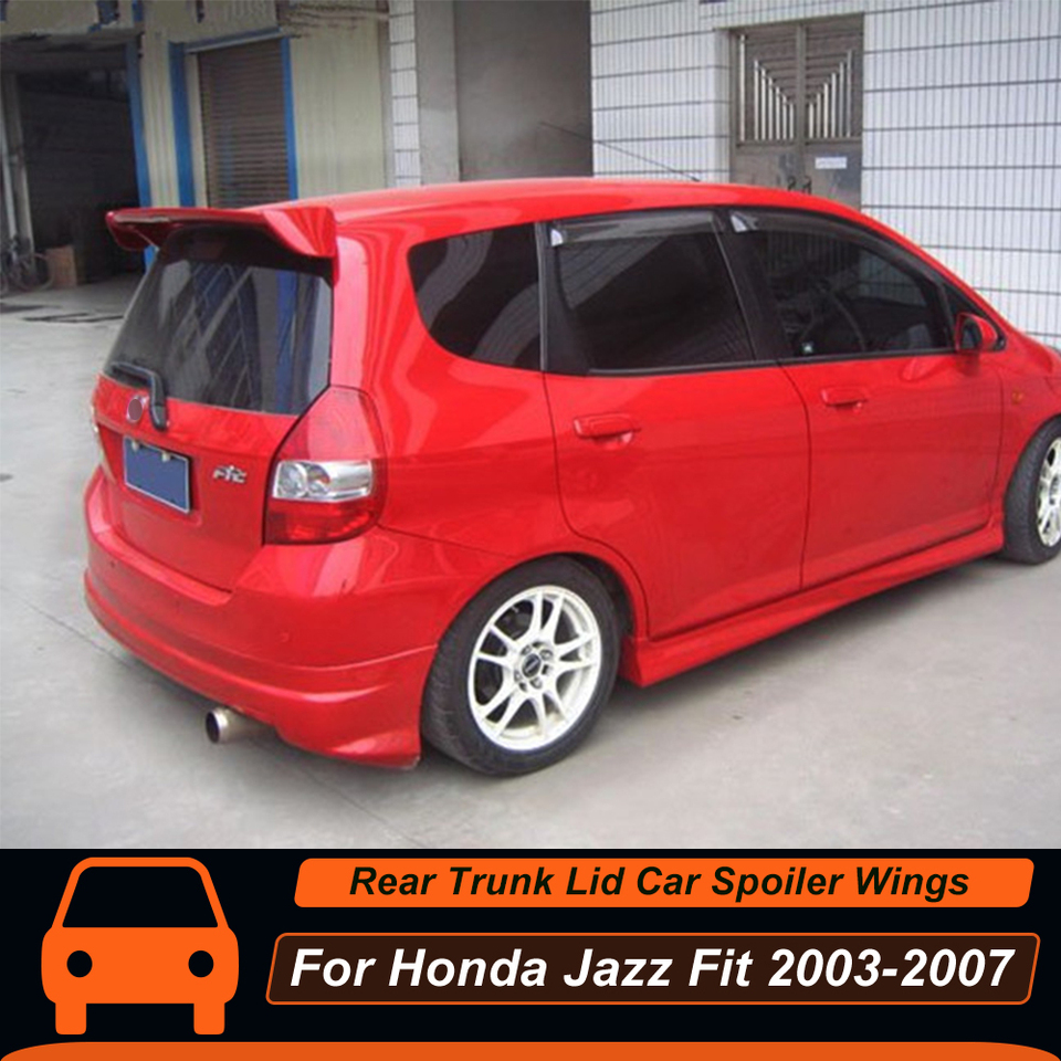 For Honda Fit Jazz 2003-2007 Rear Roof Trunk Lid Car Spoiler Wings Black Carbon Color Exterior Upgrade Accessories Parts