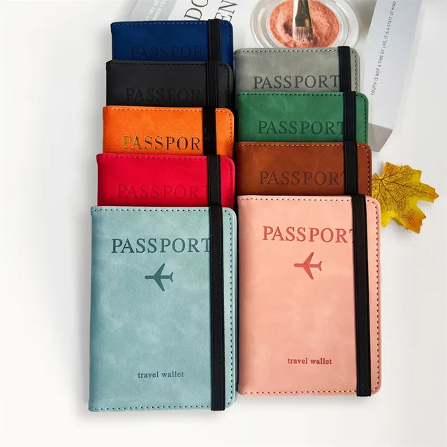 Couverture de passeport RFID vintage pour femmes et hommes – Étui portefeuille multifonction en cuir PU avec fentes pour cartes d'identité/banque, accessoire de voyage 1
