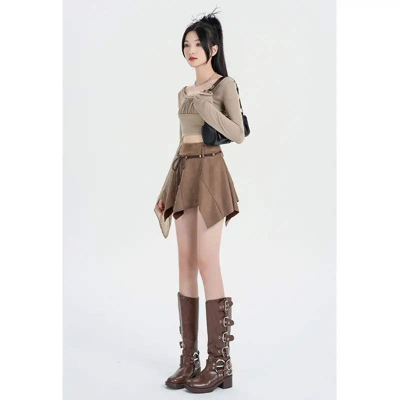 Women'S High Waist Skirt Spring And Summer New Patchwork Belt Zipper In Solid Color Elegant High Waisted Fashionable Half Skirt