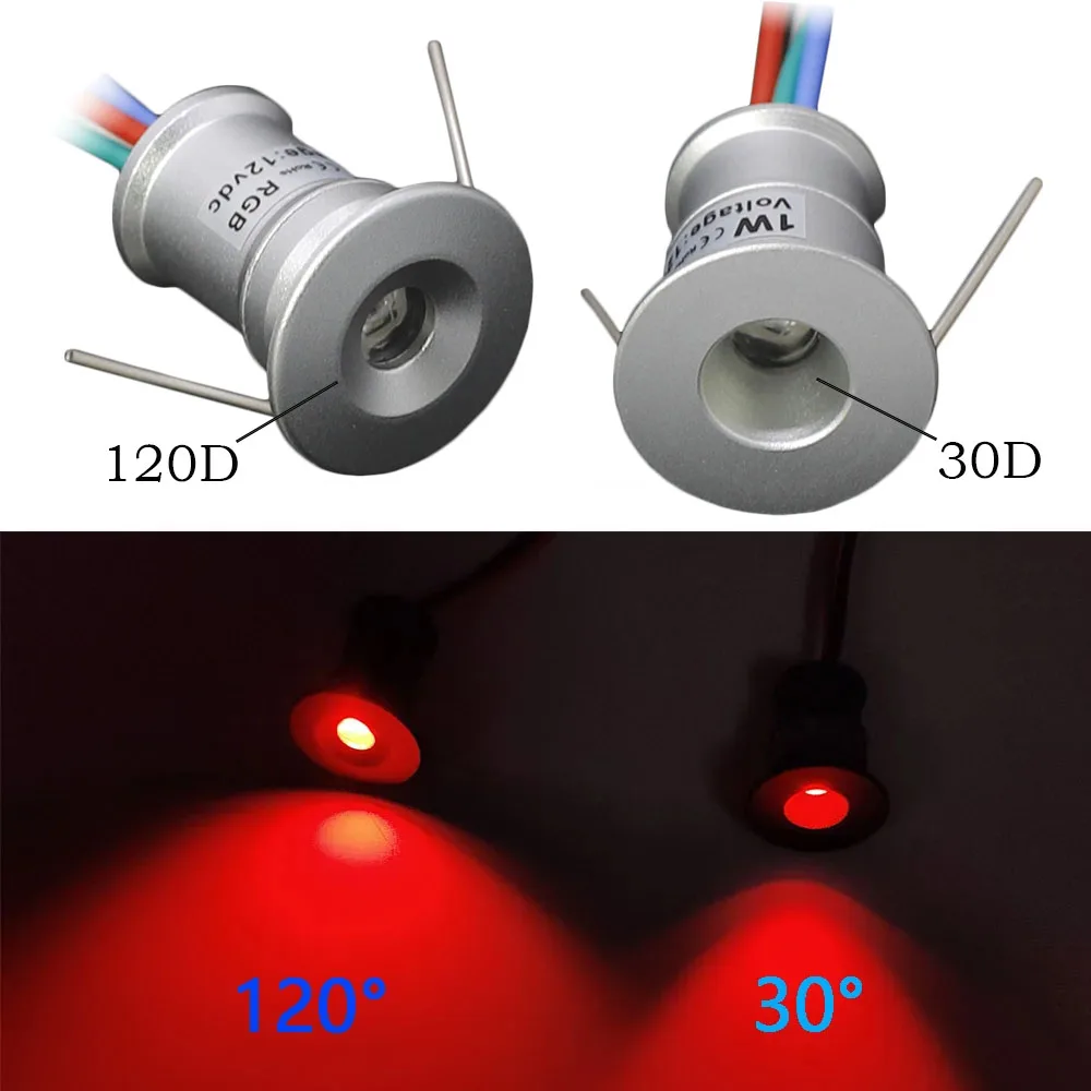 1W Mini Spotlight RGB IP65 KTV Spot Leds Lights 12V Ceiling Focos Downlight Stair Cabinet Spots Lamp with Transformer 220V~265V 3