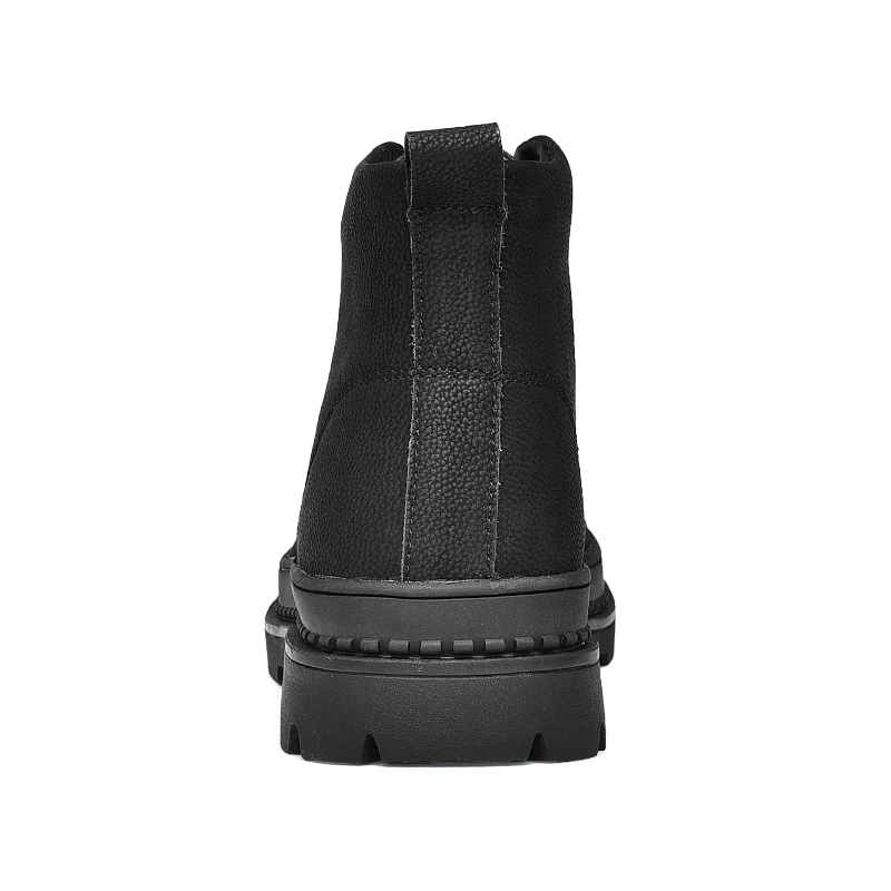 Men Leather Boots Black Warm Winter Genuine Leather Ankle Boots Men Winter Work Outdoor Fur Snow