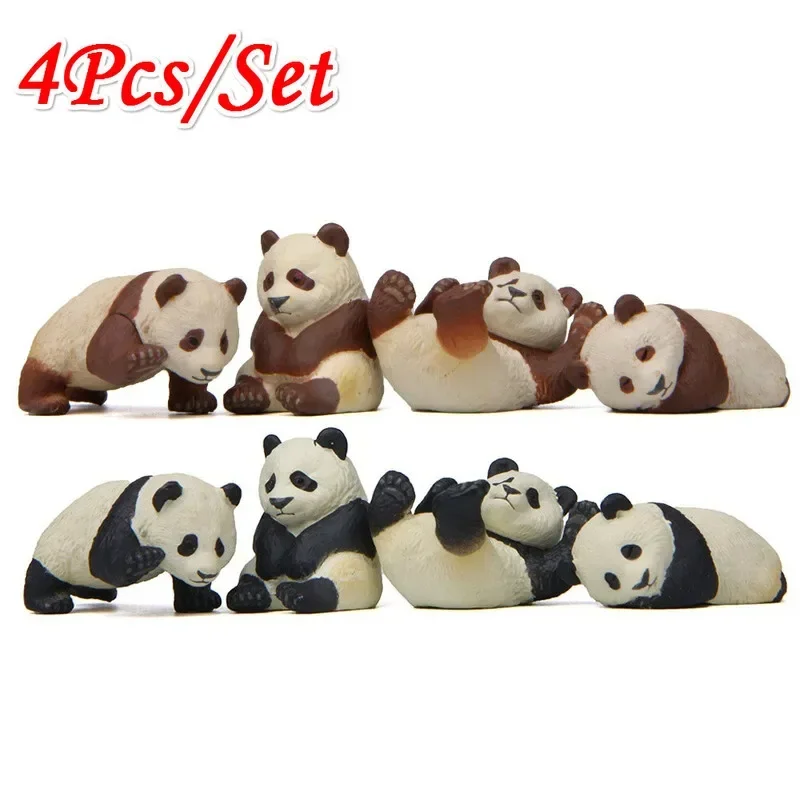 4Pcs/set Panda Life Cute Version Modeling DIY Micro Landscape Meaty Gardening Small Fresh Landscaping Doll Desk Decoration