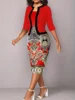 Women's Plus Size Elegant Dress Women's Plus Color Block Paisley Flower Print Fake Two-Piece Dress