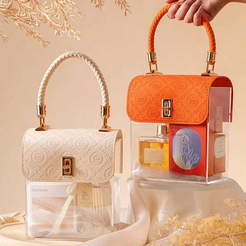 Luxury Acrylic Wedding Accompaniment Organizer Creative Handbag Cosmetic Organizer Holiday Gift Packaging Reuse Gift Boxes 3