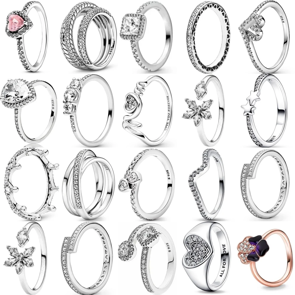 New 925 Sterling Silver Rings Stackable Infinite Heart Flower Crown For New 925 Sterling Silver Rings Stackable Infinite Heart Flower Crown For