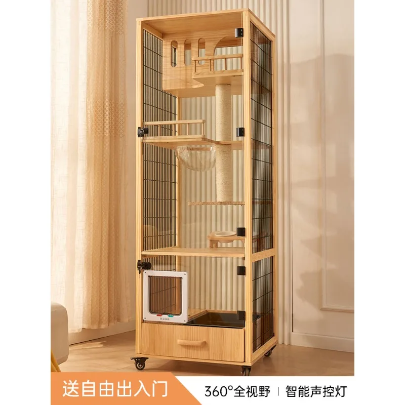 

Cat villa small household cat cage cat house cat house indoor does not occupy cat cage solid wood cat panoramic cat cabinet