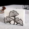 1pc Metal Ginkgo Leaf Napkin Holder,Tissue Holder For Restaurant Hotel Cafe,Dining Table Vertical Square Towel Paper Holder Base 1