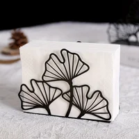 1pc Metal Ginkgo Leaf Napkin Holder,Tissue Holder For Restaurant Hotel Cafe,Dining Table Vertical Square Towel Paper Holder Base 1