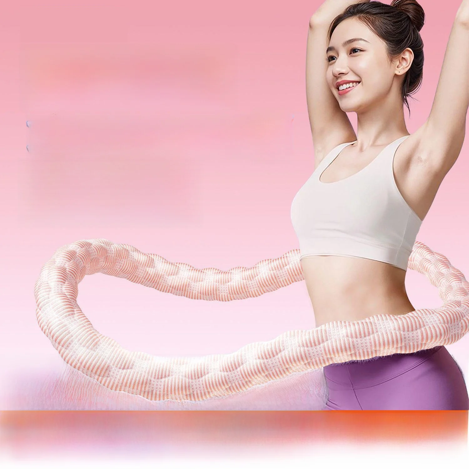 시원한 느낌의 빈백 훌라후프, 스프링 아이스 실크 홈 피트니스 트레이닝 서클, 유니섹스 풀랩 어라운드 디자인