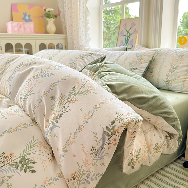 סט מצעים כיסוי ראש: 1 כיסוי ראש (כותנה בצד A, פלנל בצד B) + 2 ציפיות - נוחות כפולה לשימוש יומי