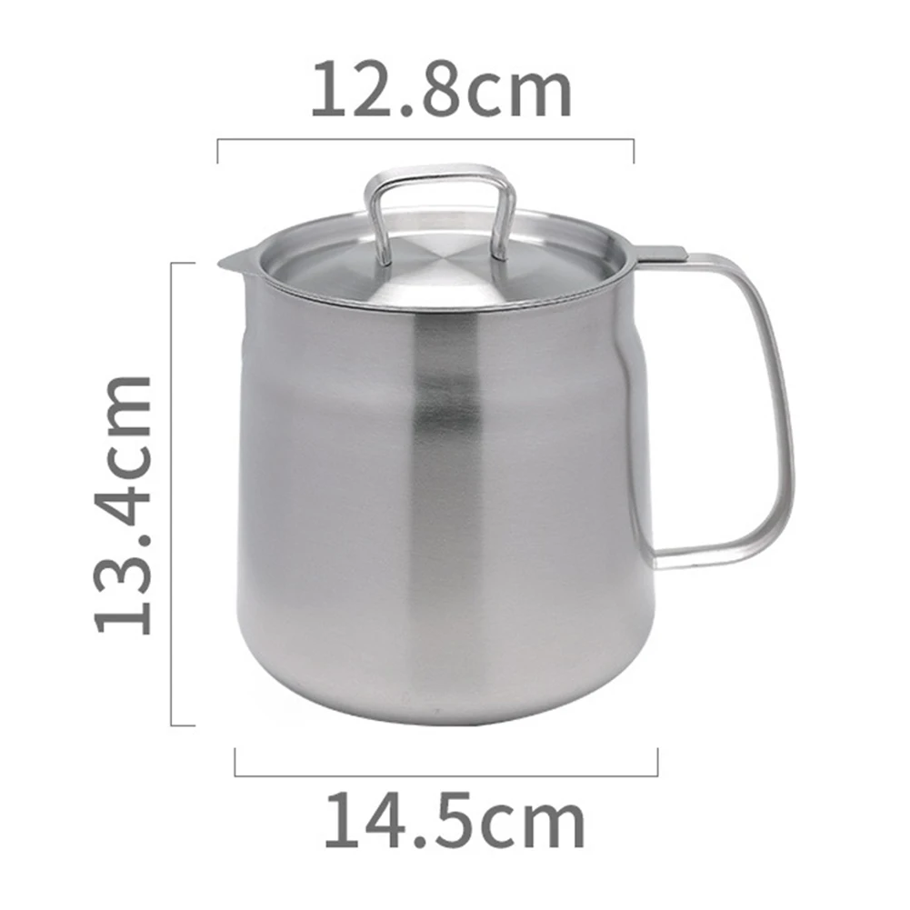 Grease Container Strainer304 Stainless SteelOil Storage PotGrease Keeper With Dust-Proof Lid, Easy GripHandle Container