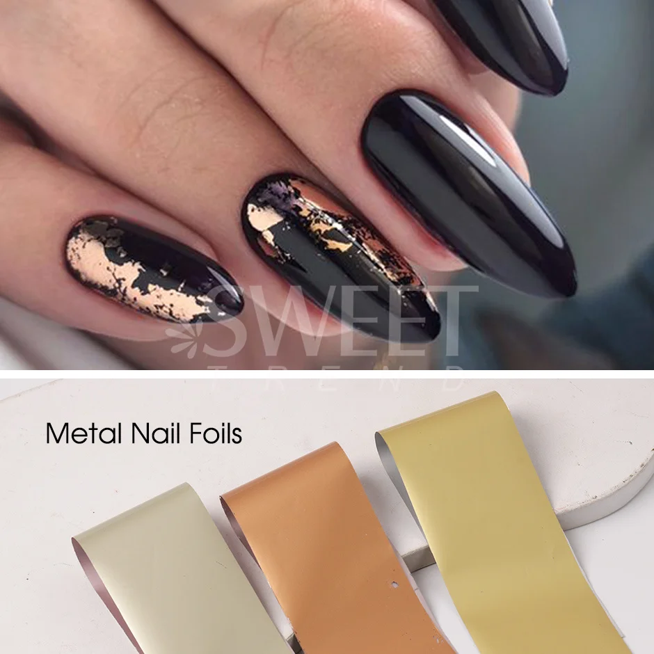 10pcs Metal Transfer Foils Stickers for Manicure Nail Foil Glue Adhesive Set Mirror Holo Charm Starry Paper Wraps Decor Tips DXK 4