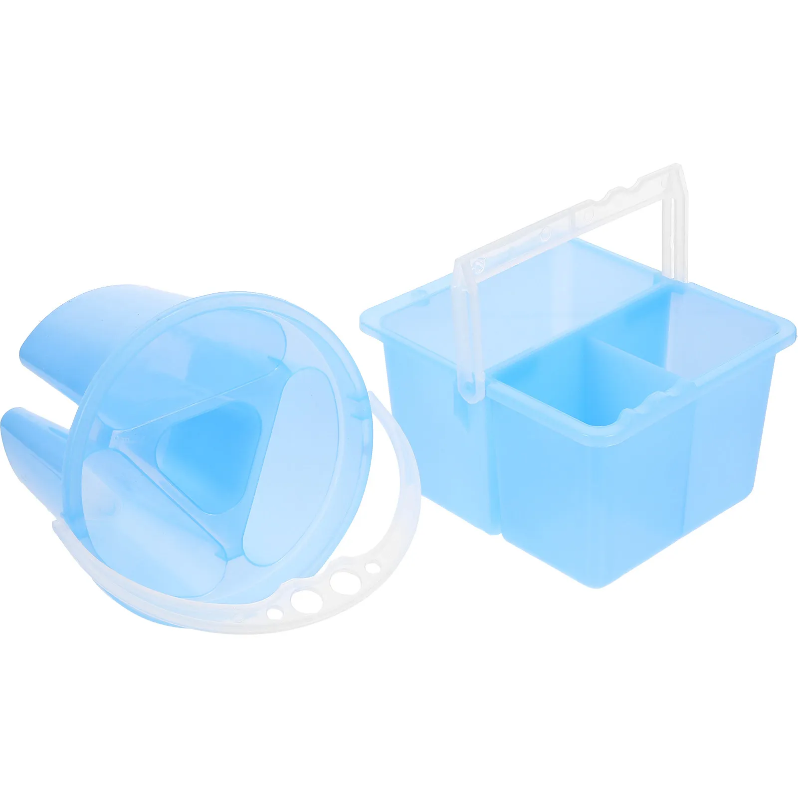 2Pcs 브러시 와셔 페인트 브러시 클리너 예술가를위한 다기능 물통 스탠드 휴대용 수채화 팔레트 홀더 매일 사용