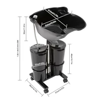 Bac à shampoing portable, avec 2 seaux à eau, lavabo de coiffure de 30 cm de profondeur, unité de lavage de cheveux mobile à hauteur et angle réglables 2