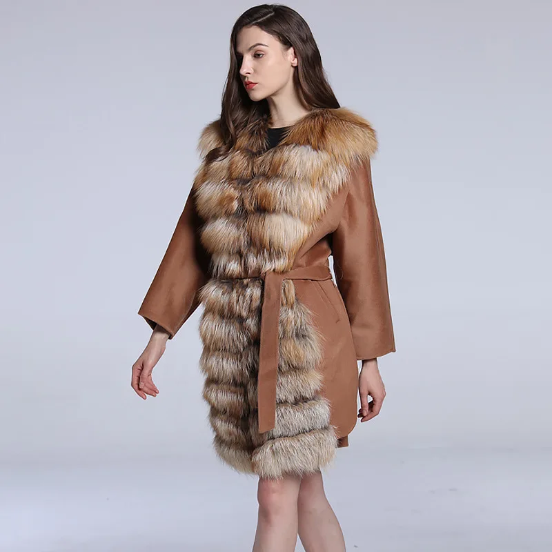 Fox Fur Grass Red Fox Long Vest Women's Coat Autumn and Winter Women's Long Fox Fur Warm Coat