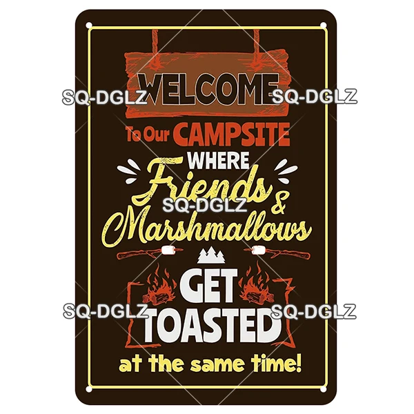 Targa In Metallo Vintage 'Welcome To Camp' Per Campeggio - Decorazione Da Parete 20,3x30,5 Cm, Divertente, Per Esterni E Interni, Bar, Giardino, Cucina