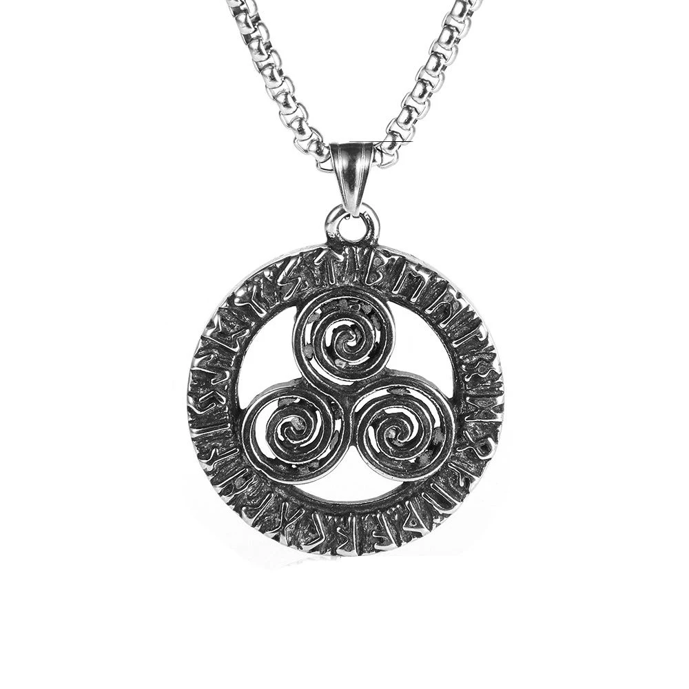 

Nabest Viking Vortex Lucky Rune Clover Pendant Tai Chi Necklace Stainless Steel Necklace for Men Fashion Box Chain 20 23 Inch