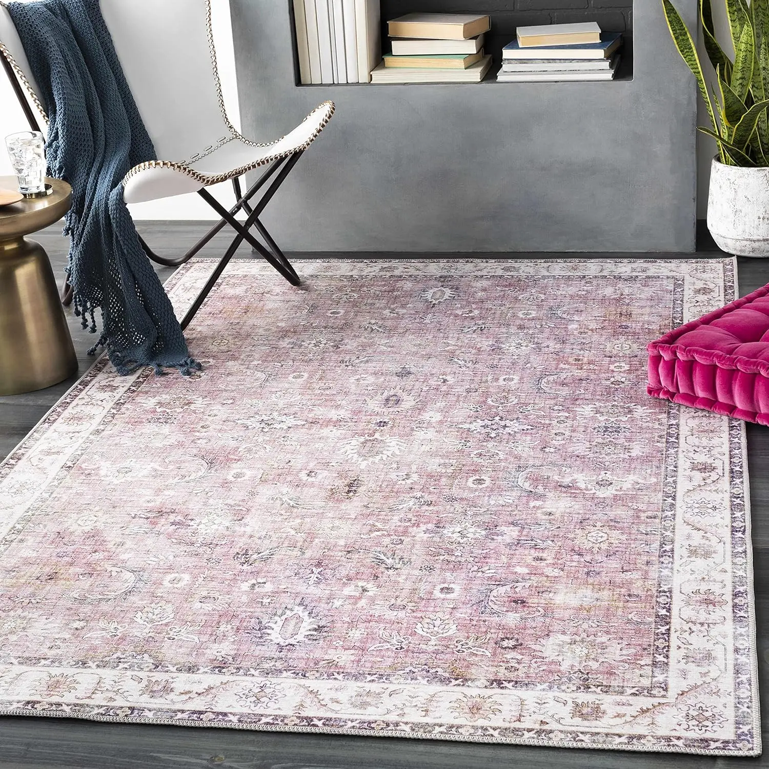 

Farmhouse Moroccan Bohemian Living Room Bedroom Area Rug - Vintage Boho Floral Motif - Oriental Persian