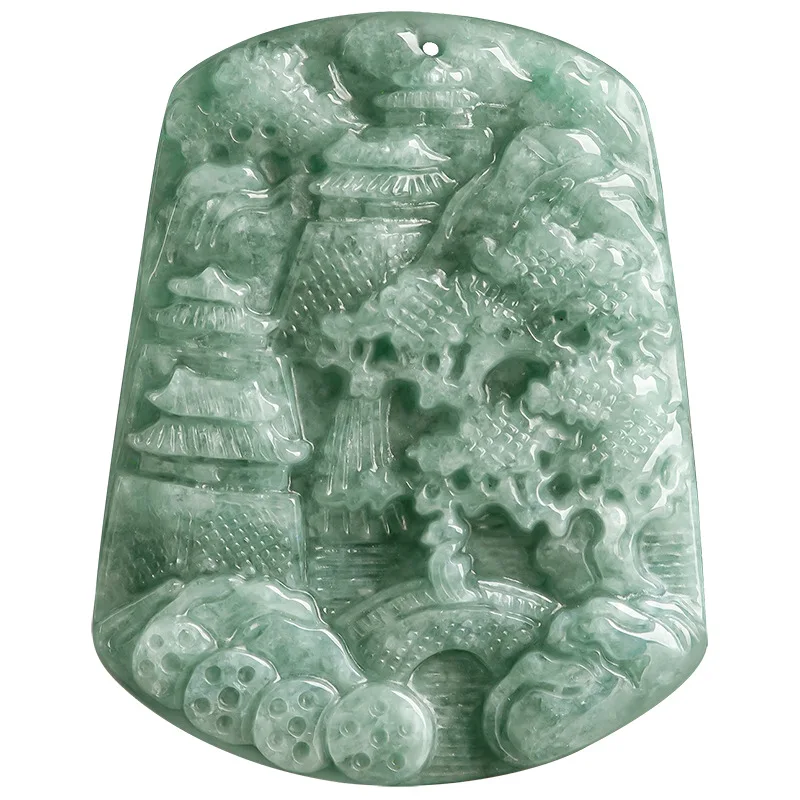 Burmese Jade Landscape Pendant Man Designer Jadeite Jewelry Amulets Men