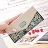 Wristlet Fashion Envelope Women Wallet Hit Color 3Fold Flowers Printing PU Leather Wallet Long Ladies Clutch Coin Phone Purse 1