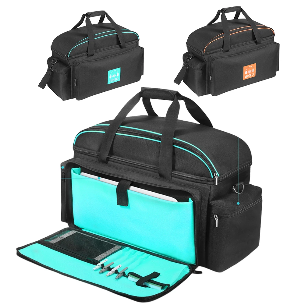 Sac De Transport Pour DJ - Grand Sac De Rangement Pour Câbles DJ Avec Fond Rembourré Amovible Et Séparateurs - Sac De Transport Pour Cordons, équipement Sonore, Accessoires De Musicien (orange