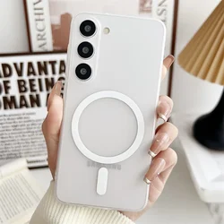 Matte Transparent Ultra - Thin Magnetic Phone Case with Lens Protection for Samsung S25 (Clear)